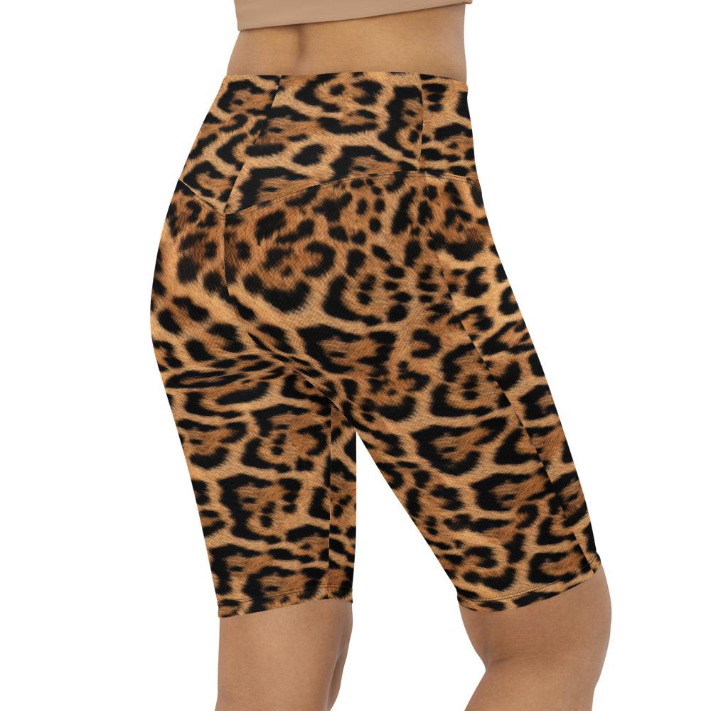 Womens Leopard Skin Bike Shorts Brown/Black | Gearbunch.com