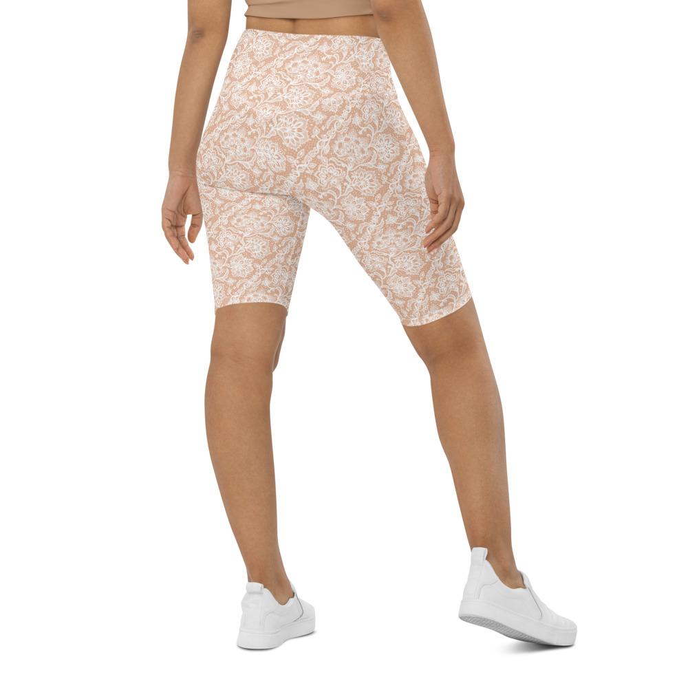 Womens Bike Shorts White Faux Lace | Gearbunch.com