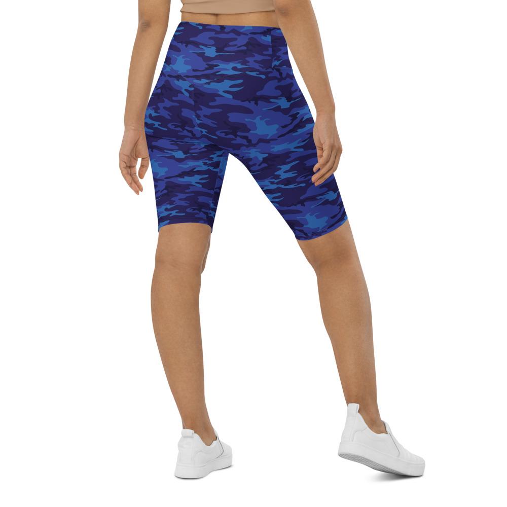 Womens Bike Shorts Blue Camo Blue/Navy | Gearbunch.com