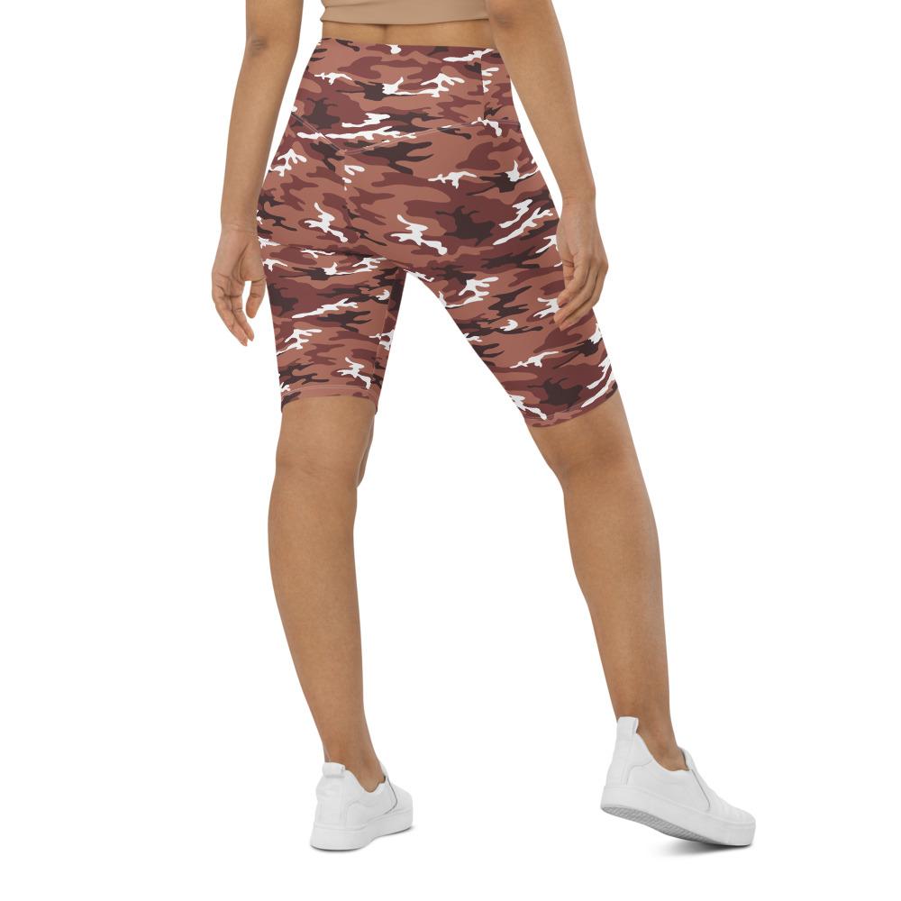 Womens Bike Shorts Brown Camo Brown/White | Gearbunch.com