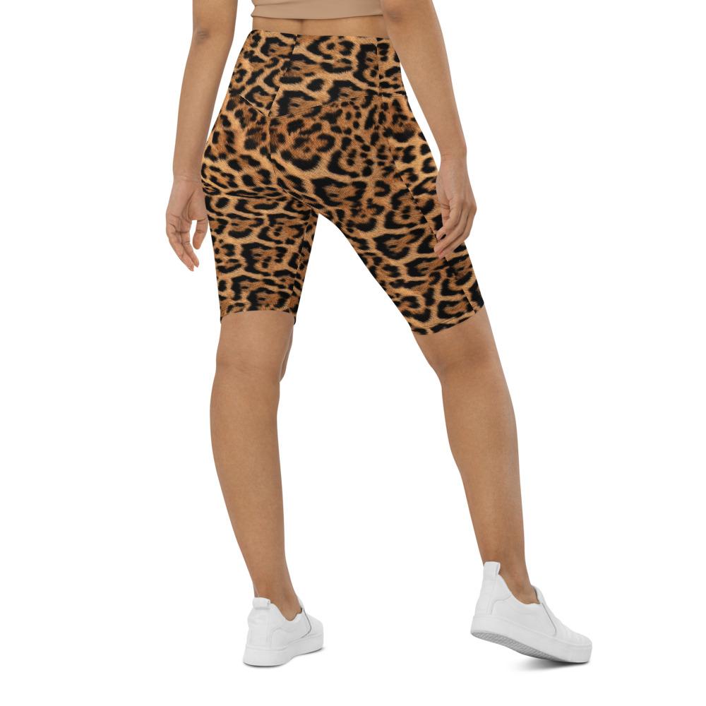 Womens Leopard Skin Bike Shorts Brown/Black | Gearbunch.com