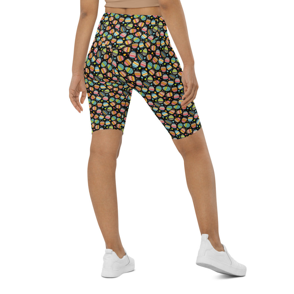 Womens Bike Shorts Easter Egg Black/Green/Yellow | Gearbunch.com