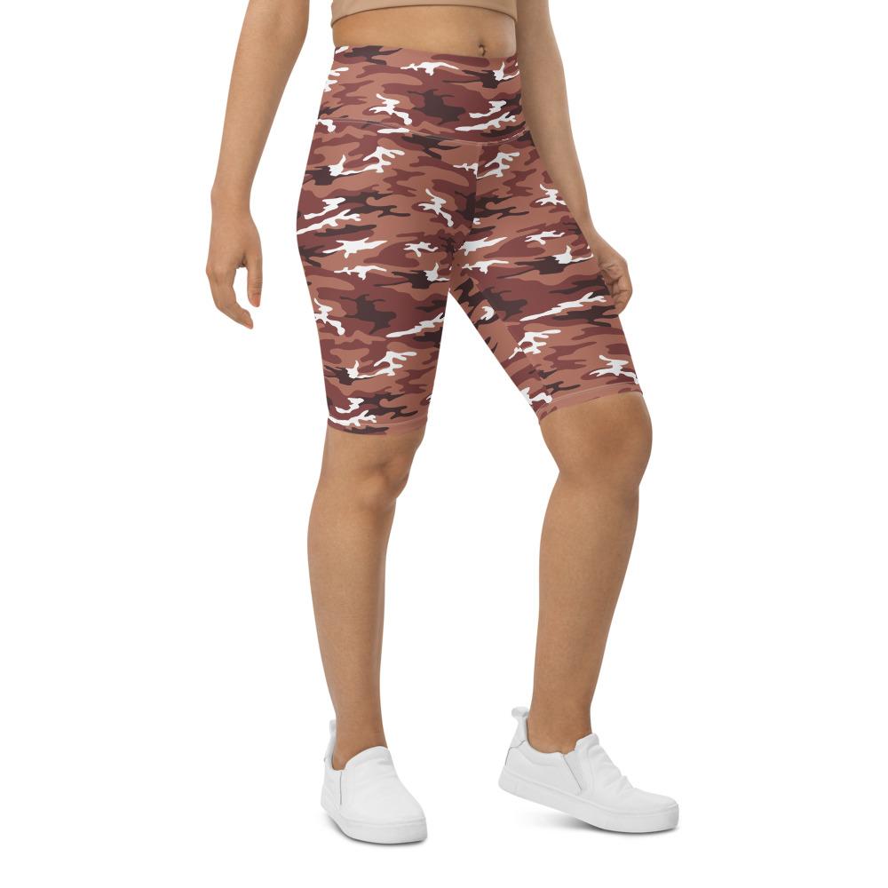 Womens Bike Shorts Brown Camo Brown/White | Gearbunch.com
