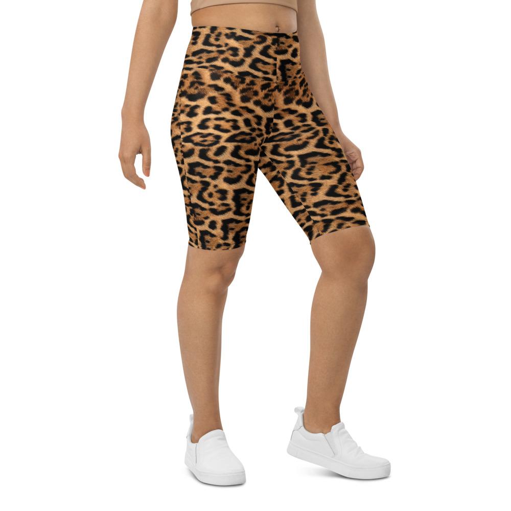 Womens Leopard Skin Bike Shorts Brown/Black | Gearbunch.com