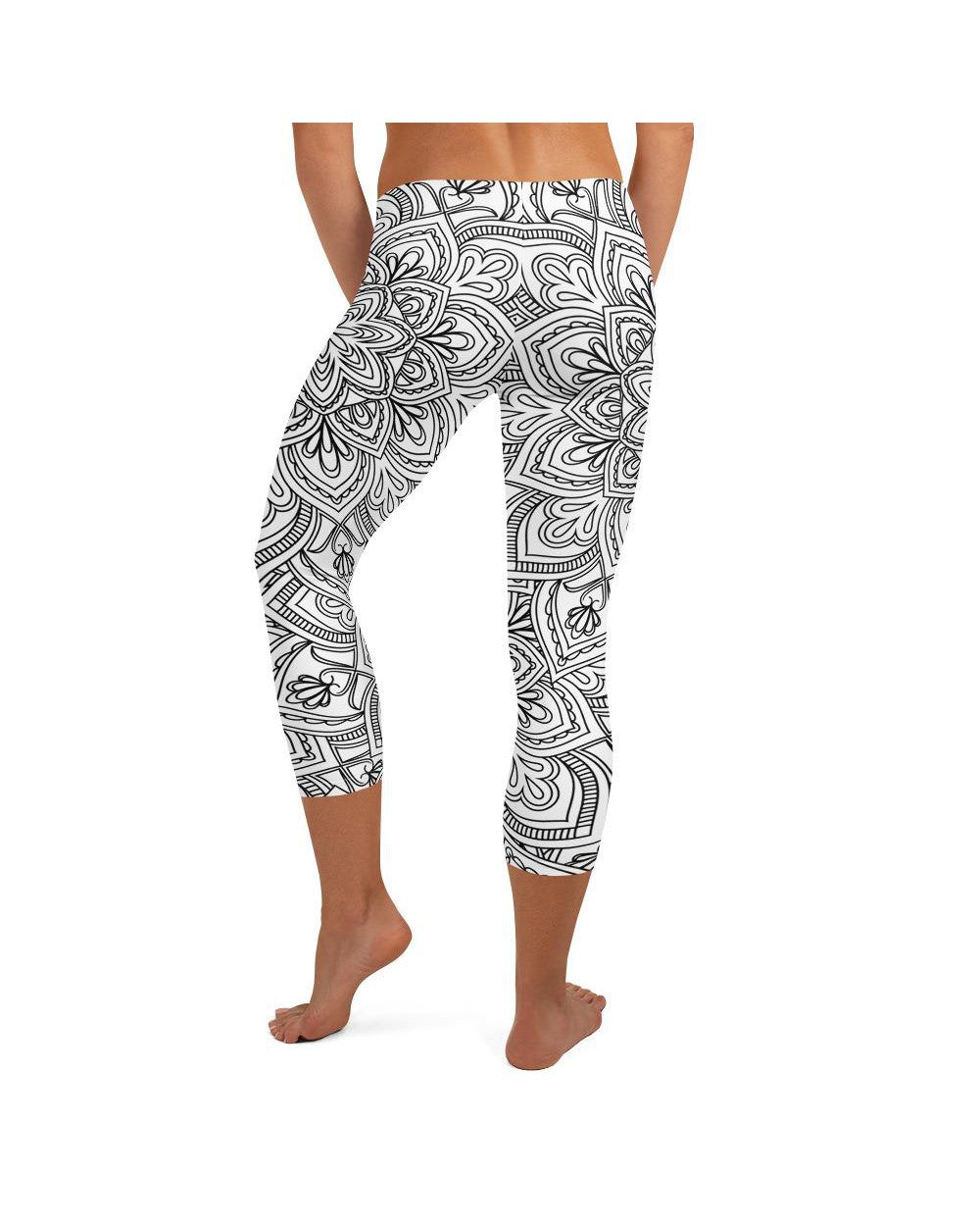 White & Black Mandala Capris | GearBunch