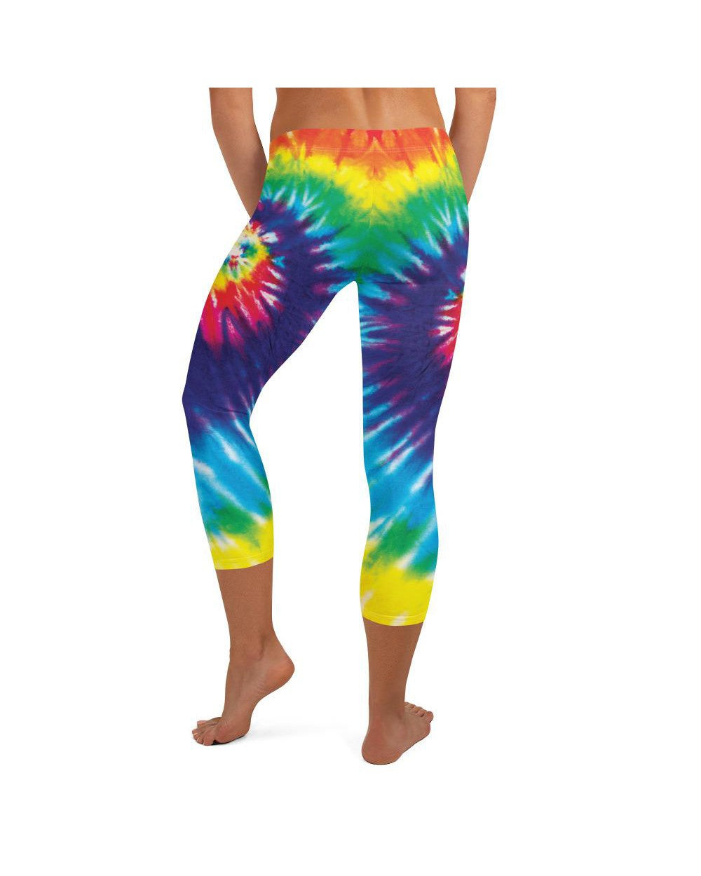 Womens Fashion Tie Dye Swirl Capri Leggings Rainbow | Gearbunch.com
