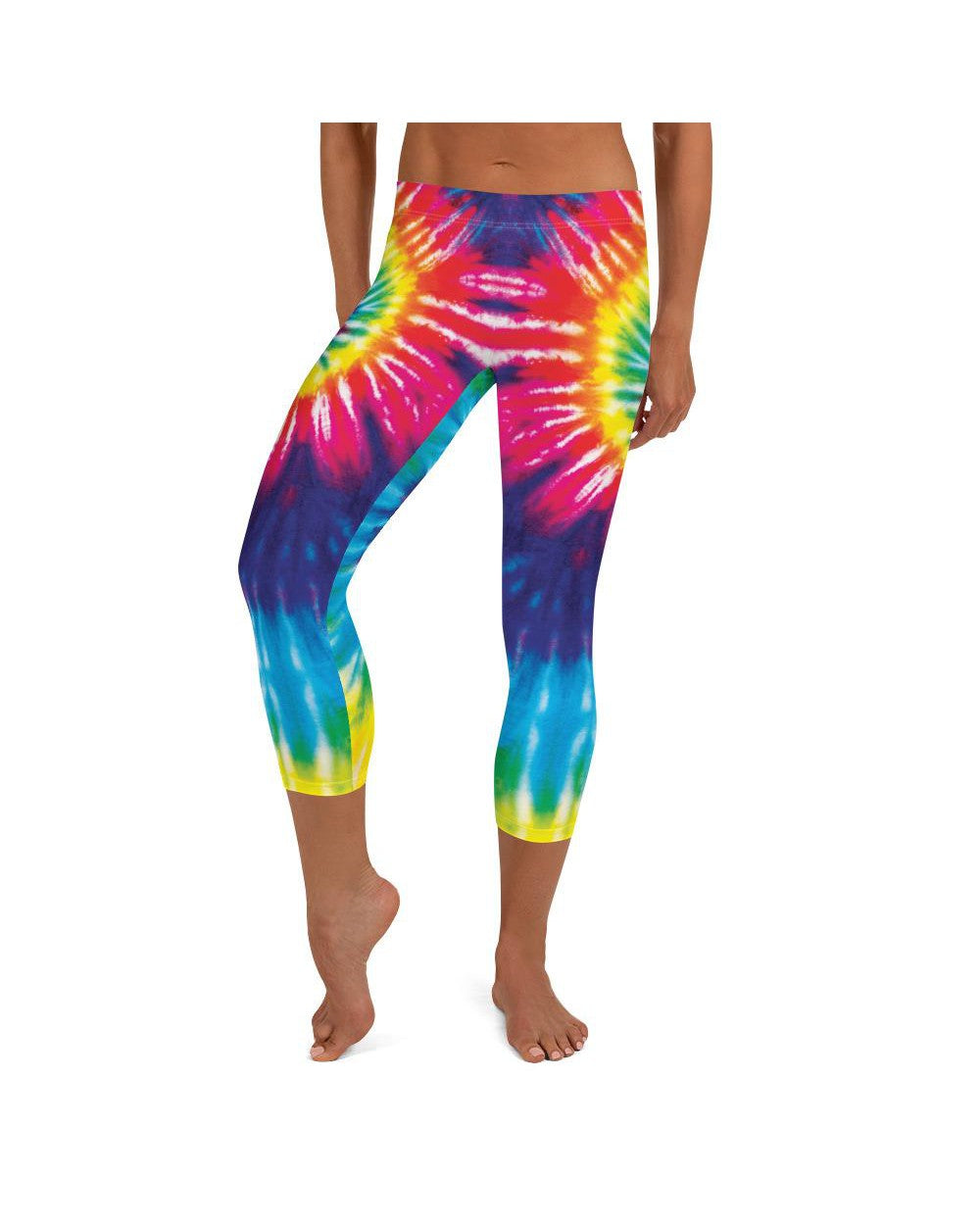 Womens Fashion Tie Dye Swirl Capri Leggings Rainbow | Gearbunch.com