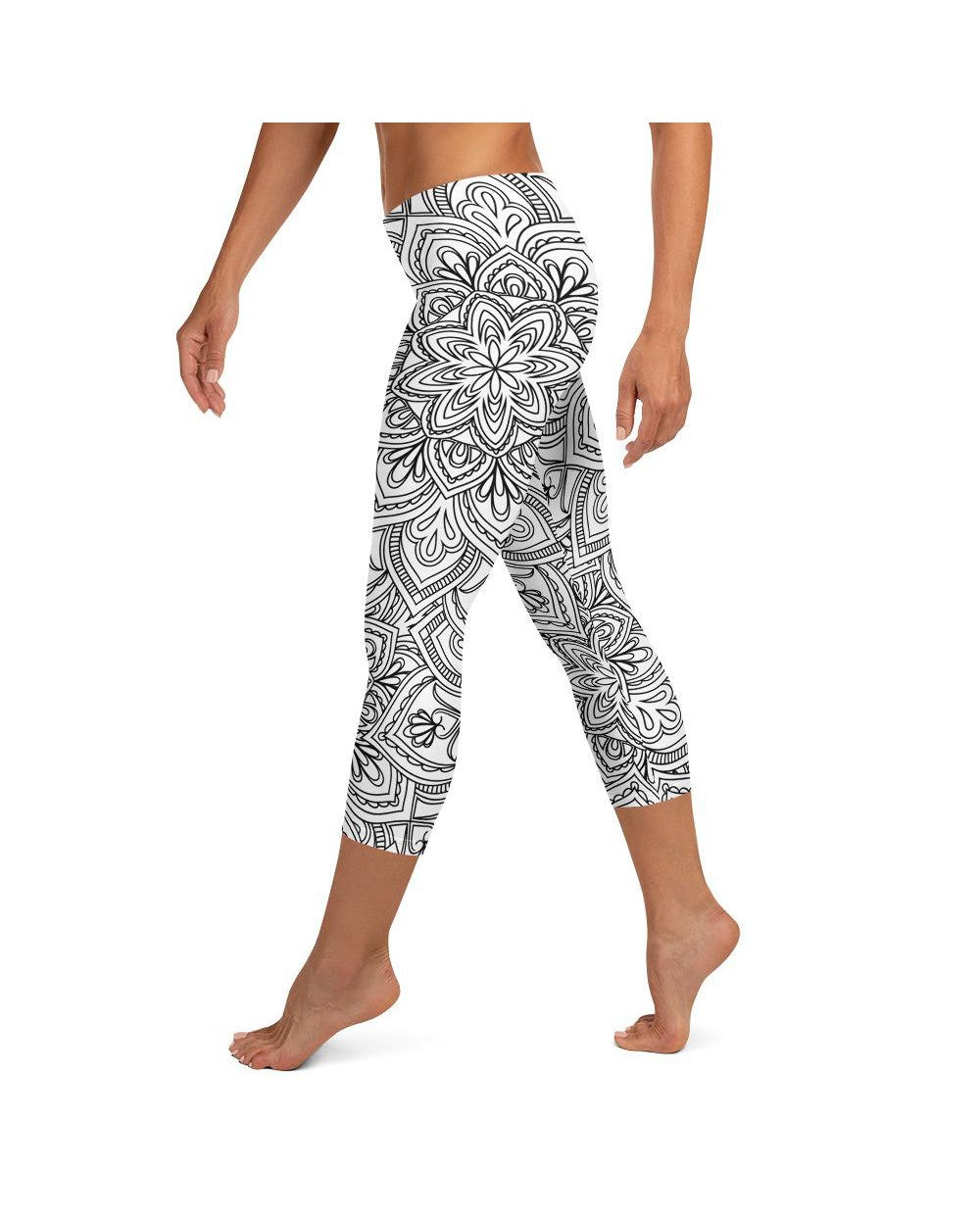 White & Black Mandala Capris | GearBunch