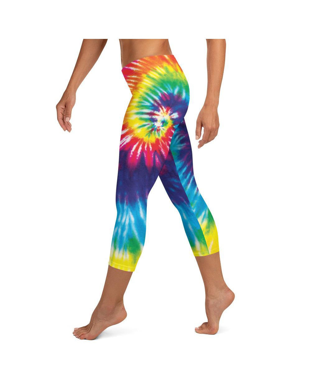 Womens Fashion Tie Dye Swirl Capri Leggings Rainbow | Gearbunch.com