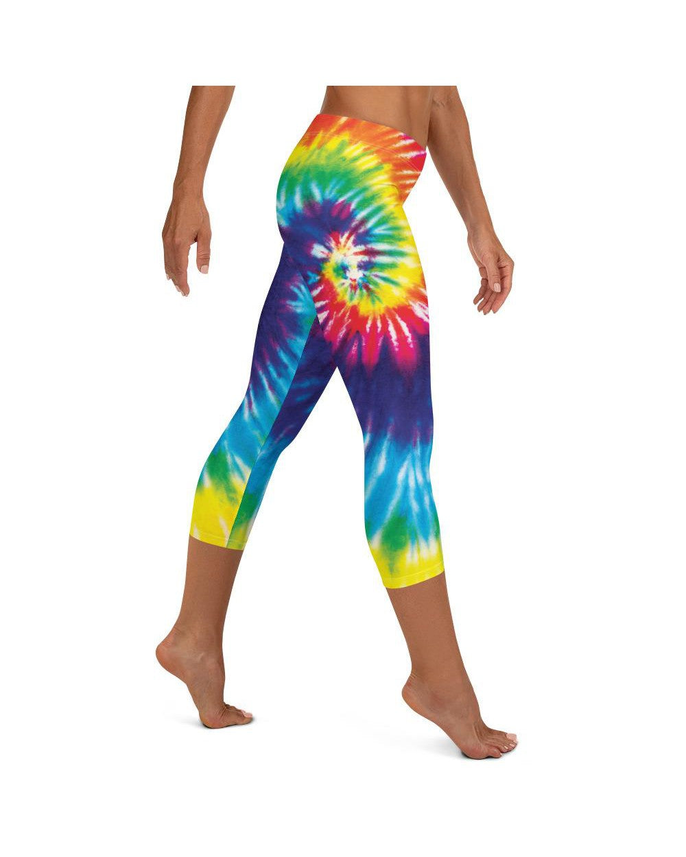 Womens Fashion Tie Dye Swirl Capri Leggings Rainbow | Gearbunch.com