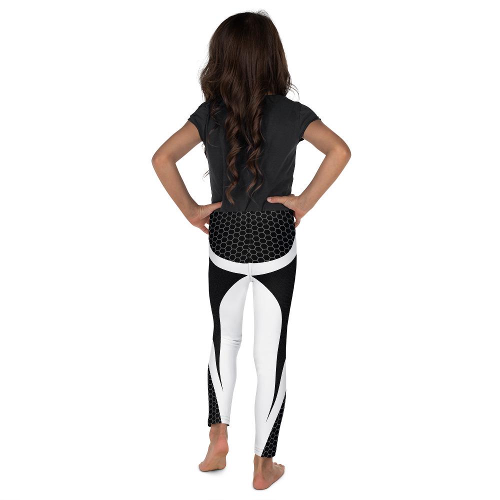 Kids Children Black & White Honeycomb Carbon Leggings | Gearbunch.com