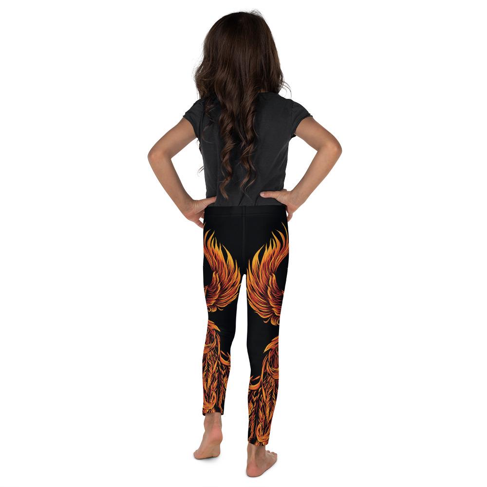 Kids Children Phoenix Leggings Black/Orange/Red | Gearbunch.com