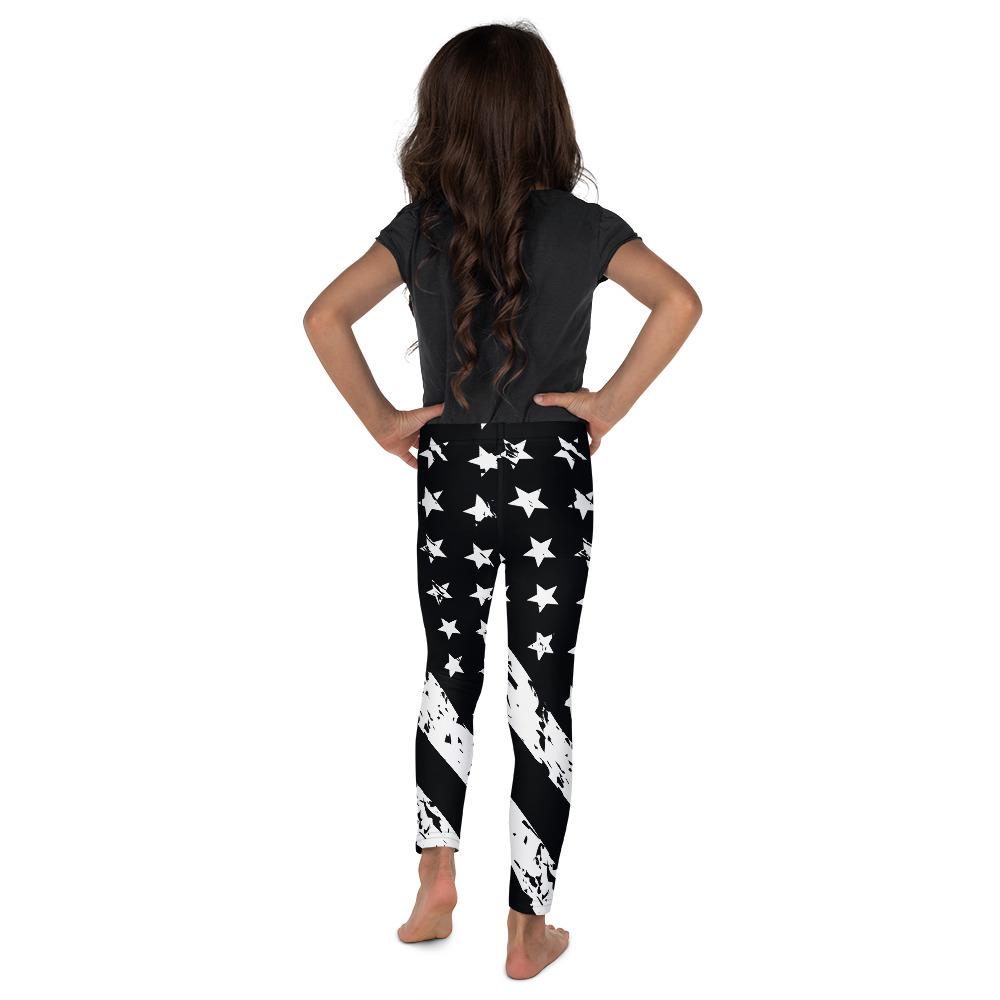 Kids Children Black & White American Flag Leggings | Gearbunch.com