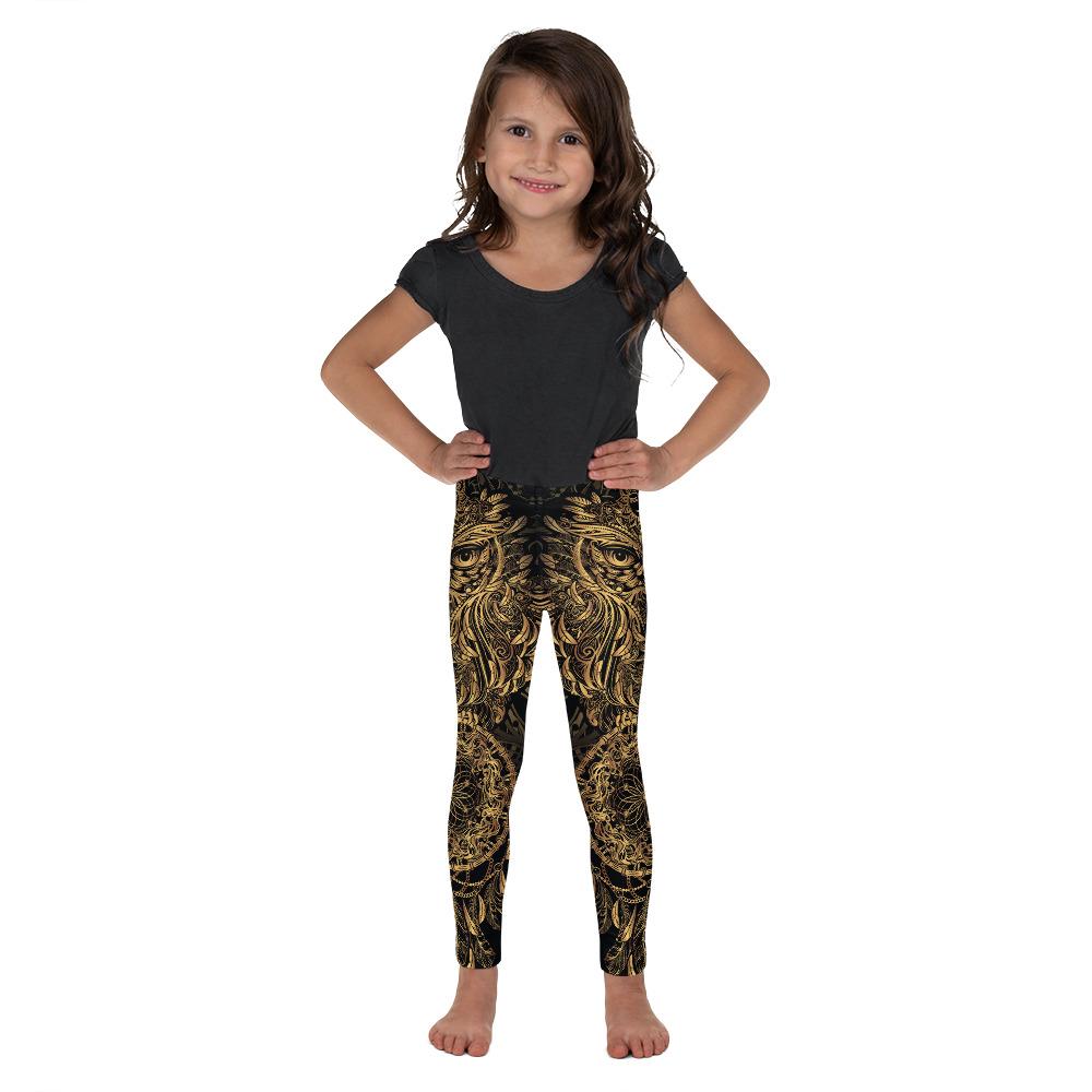 Golden Ornamental Owl Kid's Leggings Gearbunch