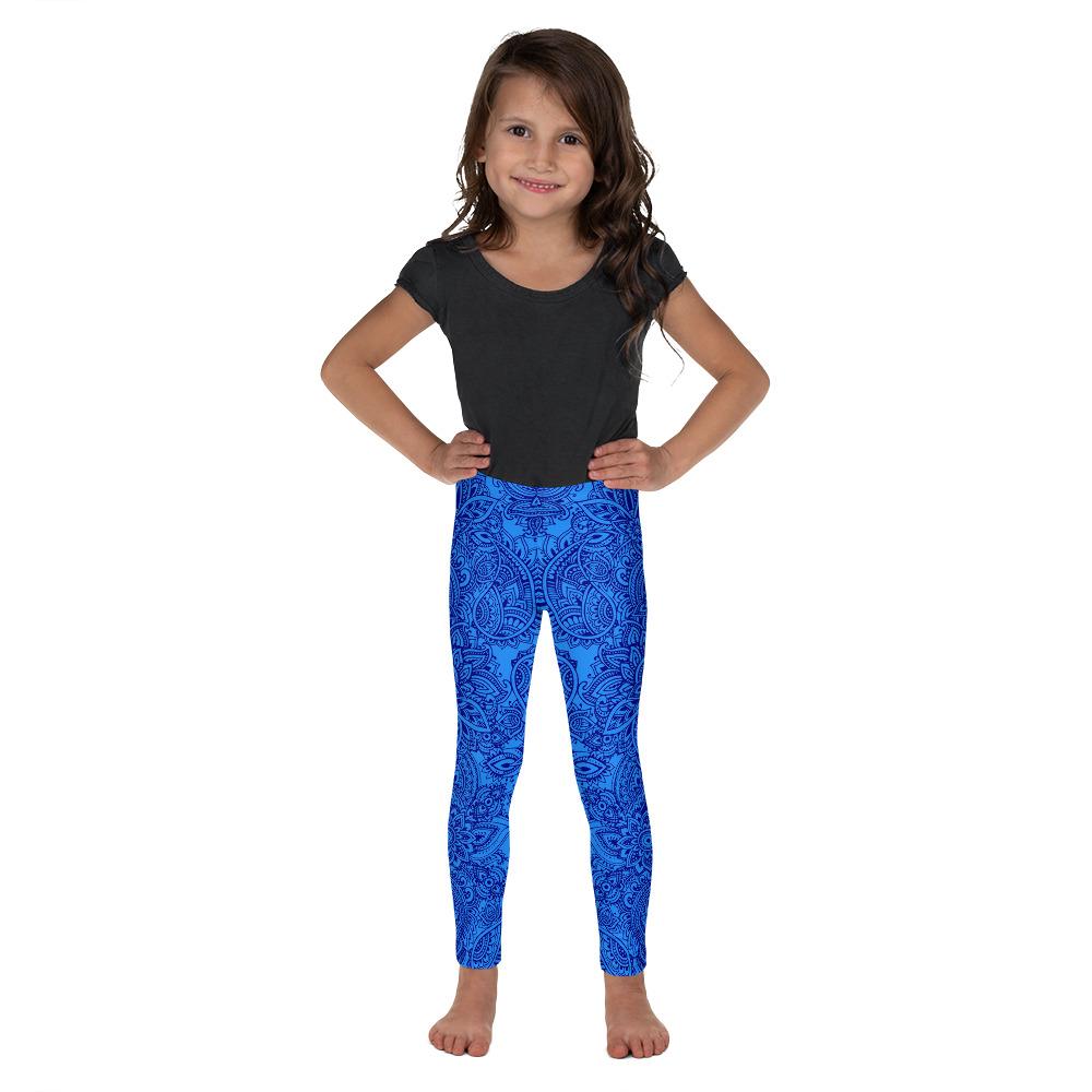 Blue and Navy Henna Tattoo Kid's Leggings | GearBunch