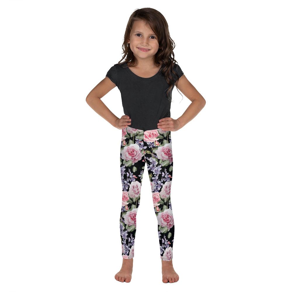 Watercolor Roses & Lavender Kid's Leggings Gearbunch