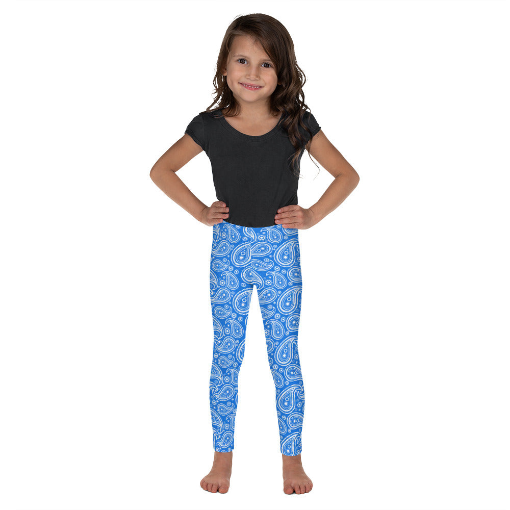 Kids Children Blue & White Paisley Leggings | Gearbunch.com