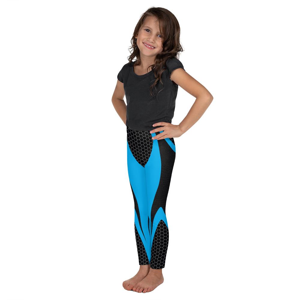 Blue Honeycomb Carbon Kid's Leggings Gearbunch