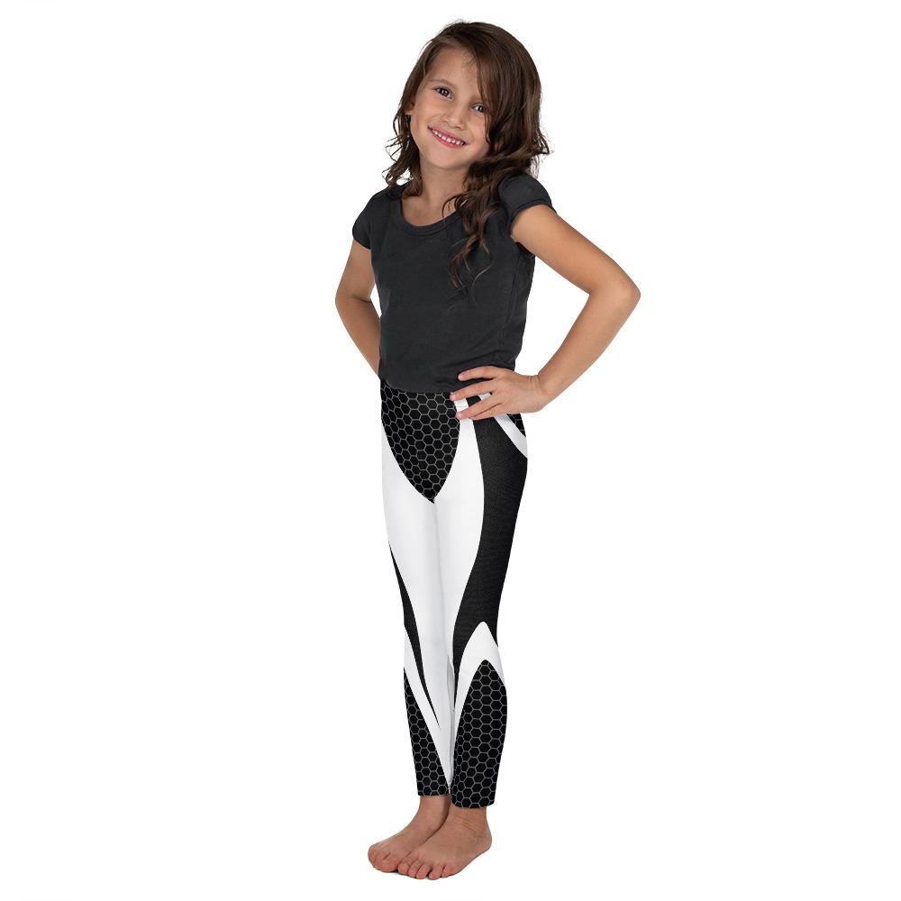 Kids Children Black & White Honeycomb Carbon Leggings | Gearbunch.com