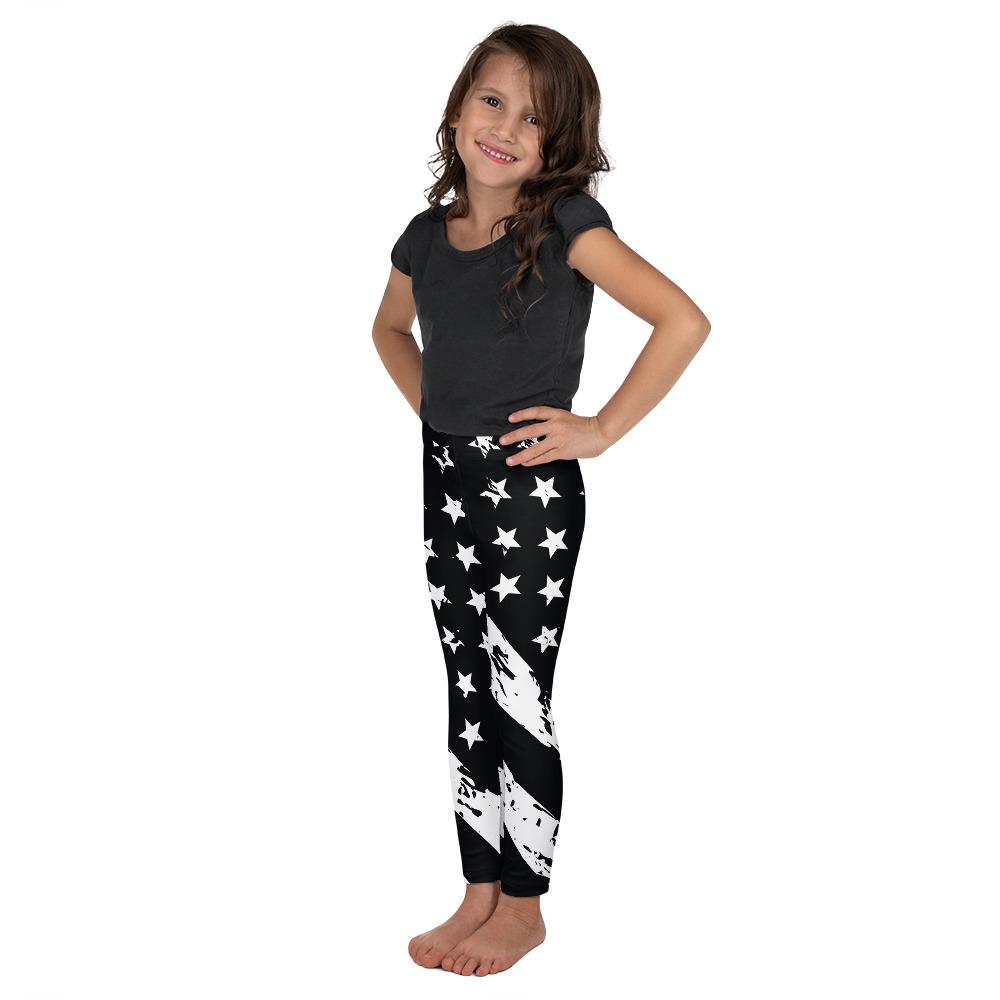 Kids Children Black & White American Flag Leggings | Gearbunch.com