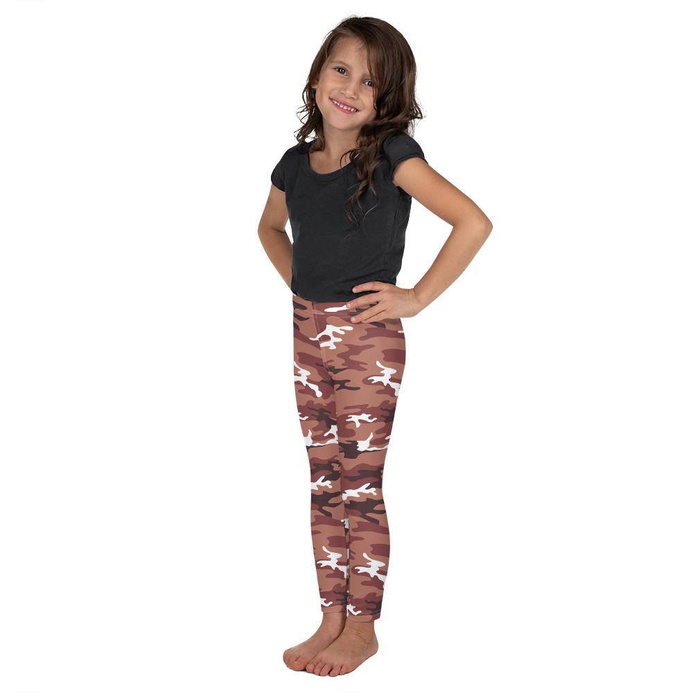 Kids Children Brown Camo Leggings Brown/White | Gearbunch.com