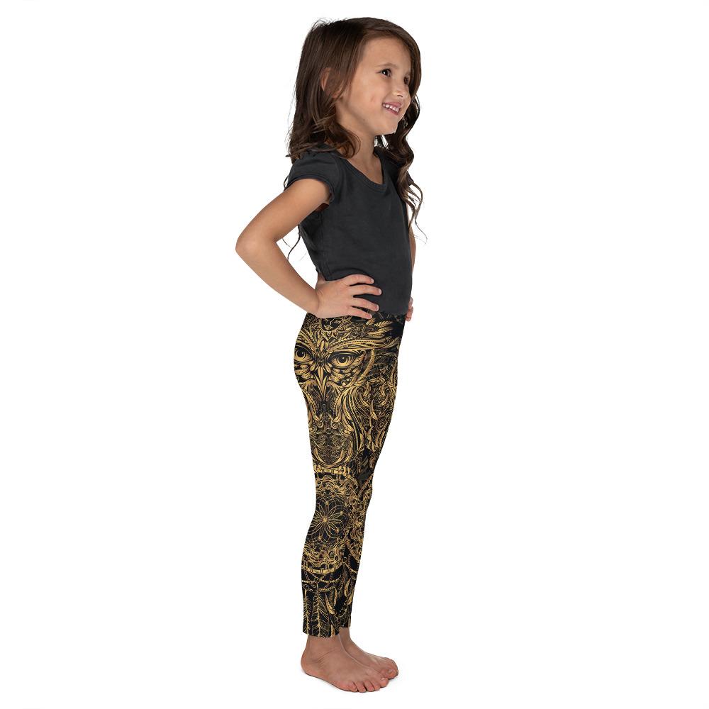 Golden Ornamental Owl Kid's Leggings Gearbunch