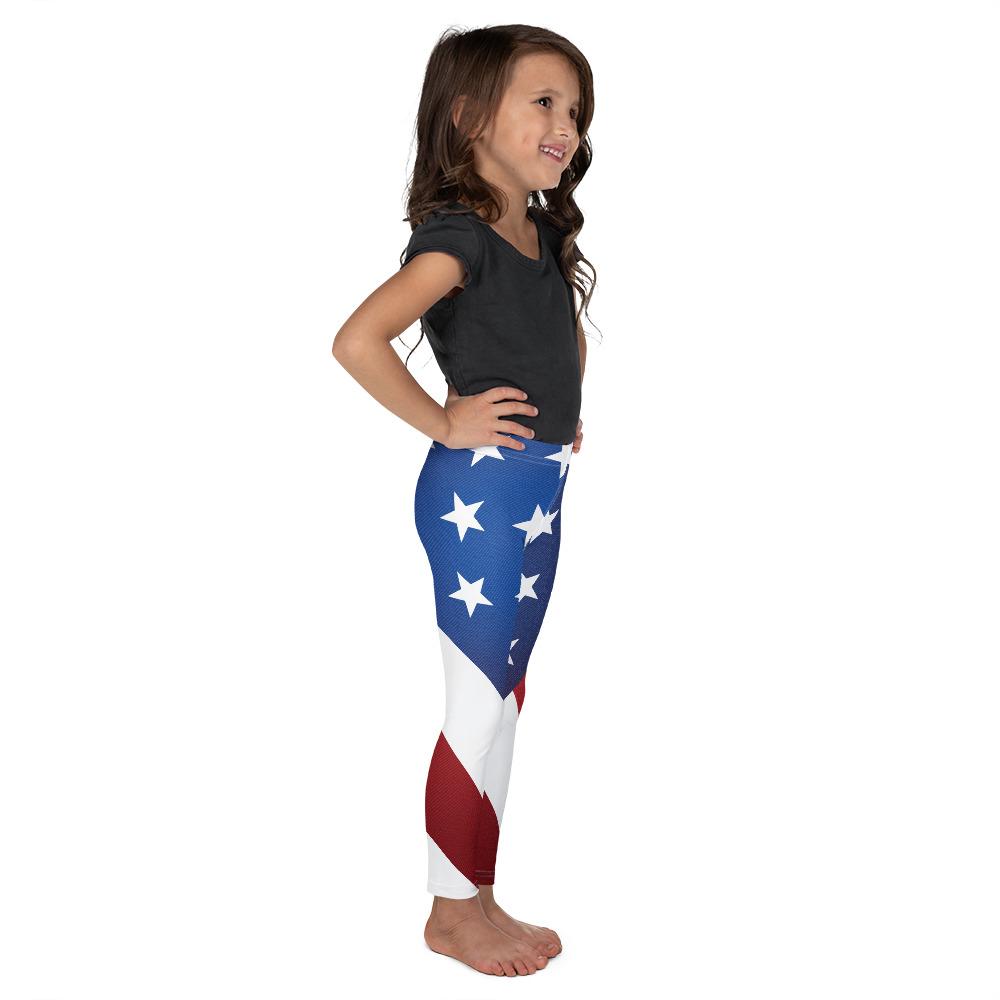 Womens Workout Yoga American Flag Kid's Leggings White/Red/Blue