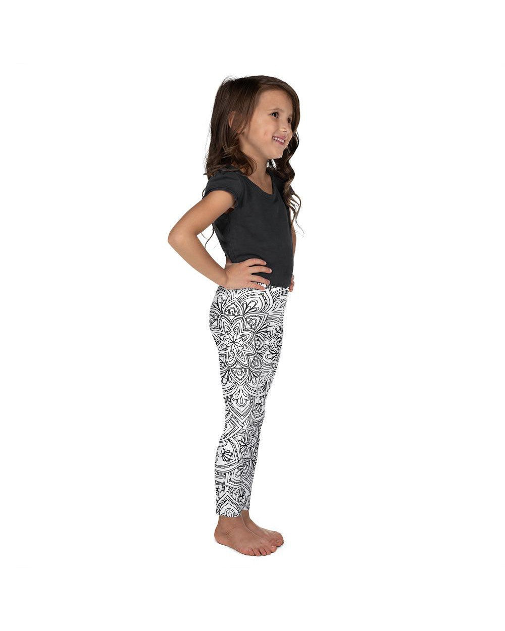 White & Black Mandala Kid's Leggings Gearbunch