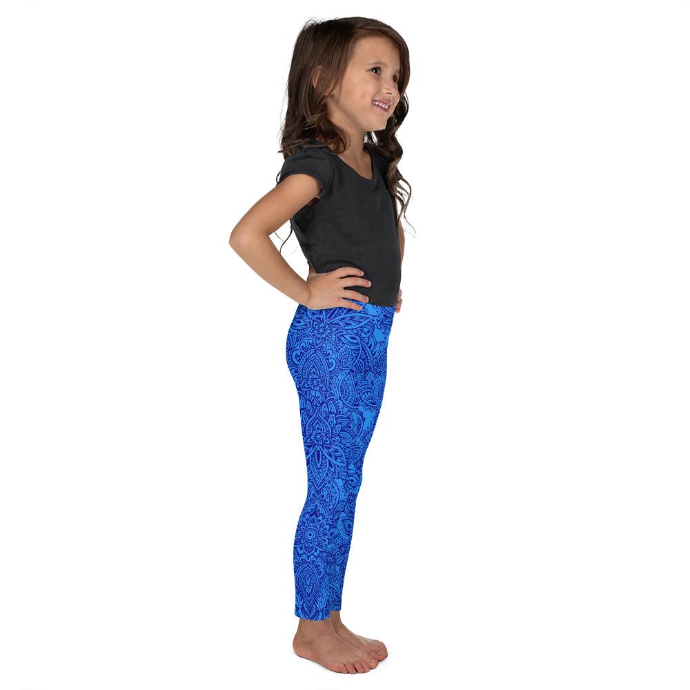Blue and Navy Henna Tattoo Kid's Leggings | GearBunch