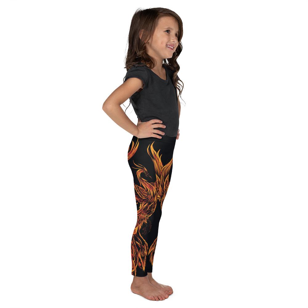 Kids Children Phoenix Leggings Black/Orange/Red | Gearbunch.com