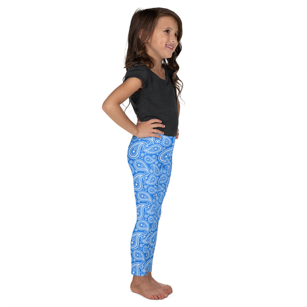 Kids Children Blue & White Paisley Leggings | Gearbunch.com