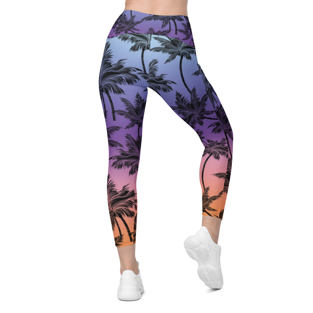 Womens Yoga Tropical Palm Trees Leggings with Pockets | Gearbunch.com