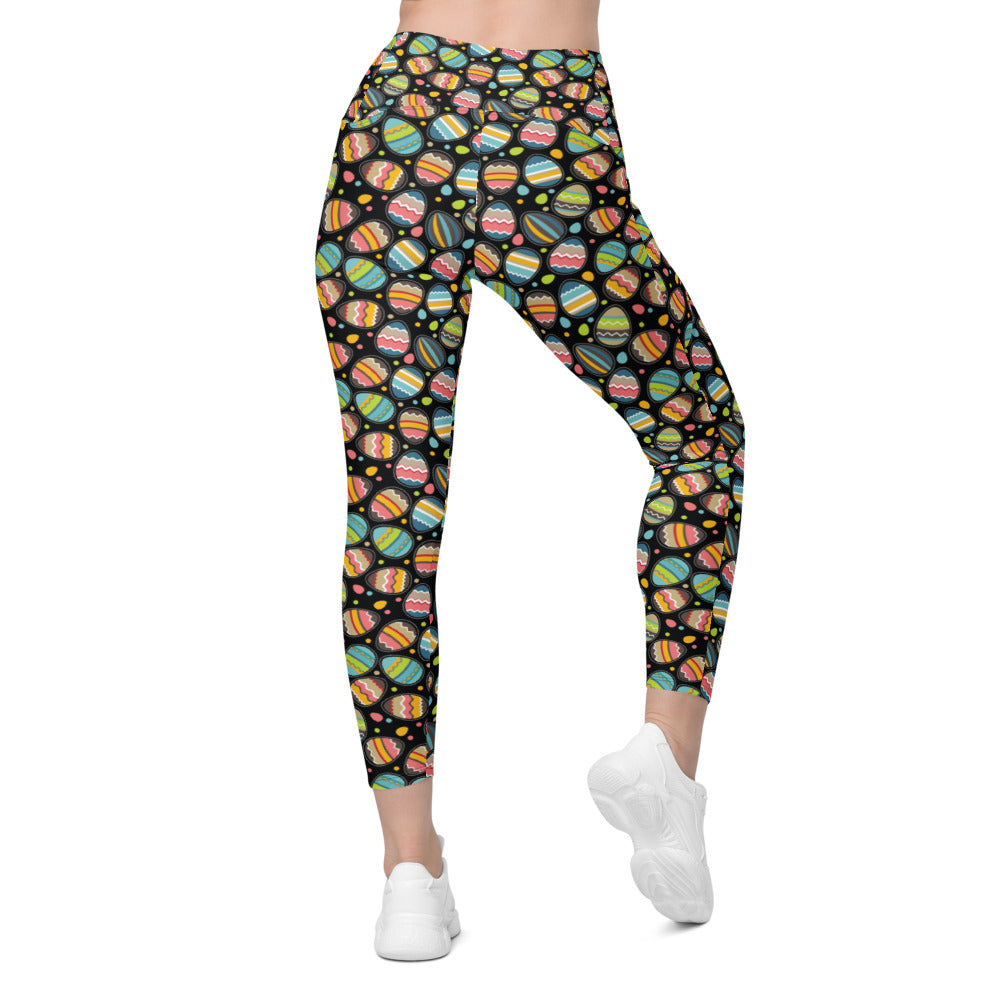 Womens Workout Easter Egg Leggings with Pockets Black | Gearbunch.com