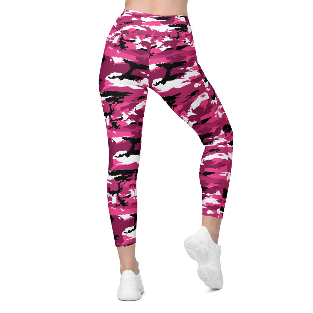 Womens Workout Pink Camo Leggings with Pockets | Gearbunch.com