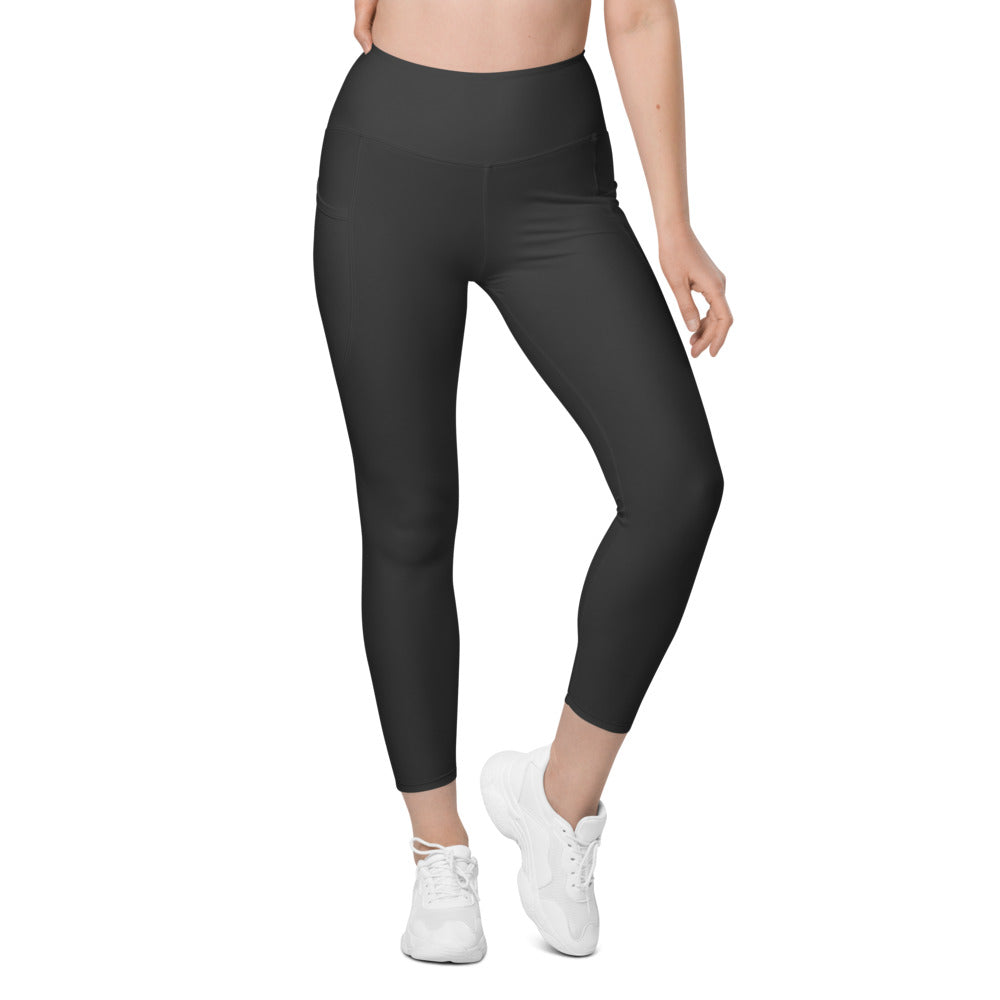 Womens Solid Charcoal Grey Leggings with Pockets | Gearbunch.com