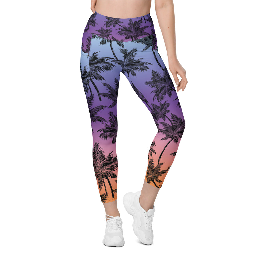 Womens Yoga Tropical Palm Trees Leggings with Pockets | Gearbunch.com
