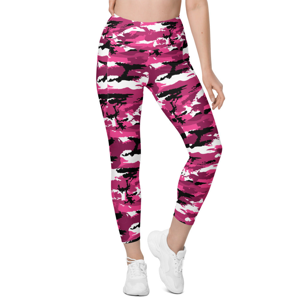 Womens Workout Pink Camo Leggings with Pockets | Gearbunch.com