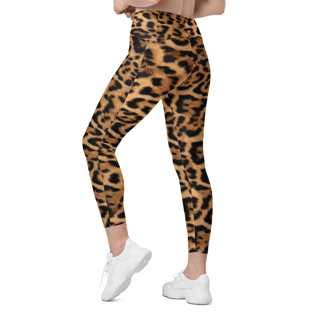 Womens Workout Yoga Leopard Skin Leggings with Pockets | Gearbunch.com