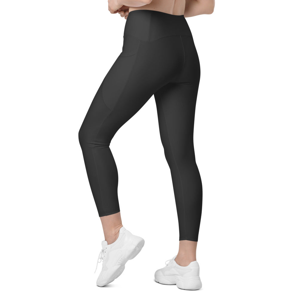Womens Solid Charcoal Grey Leggings with Pockets | Gearbunch.com