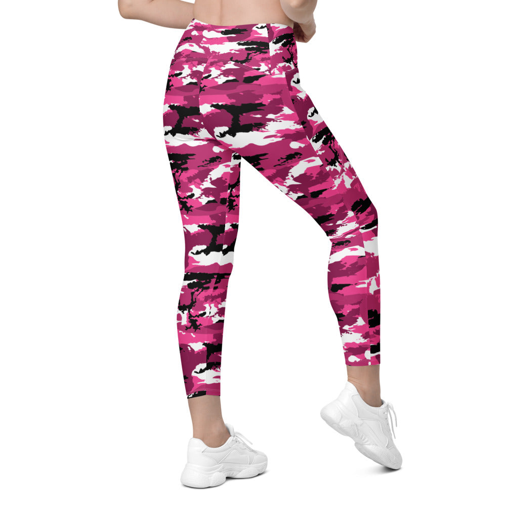 Womens Workout Pink Camo Leggings with Pockets | Gearbunch.com