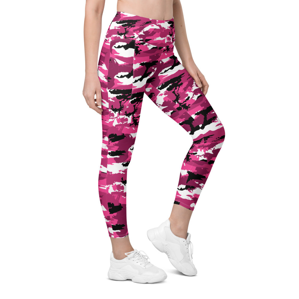 Womens Workout Pink Camo Leggings with Pockets | Gearbunch.com