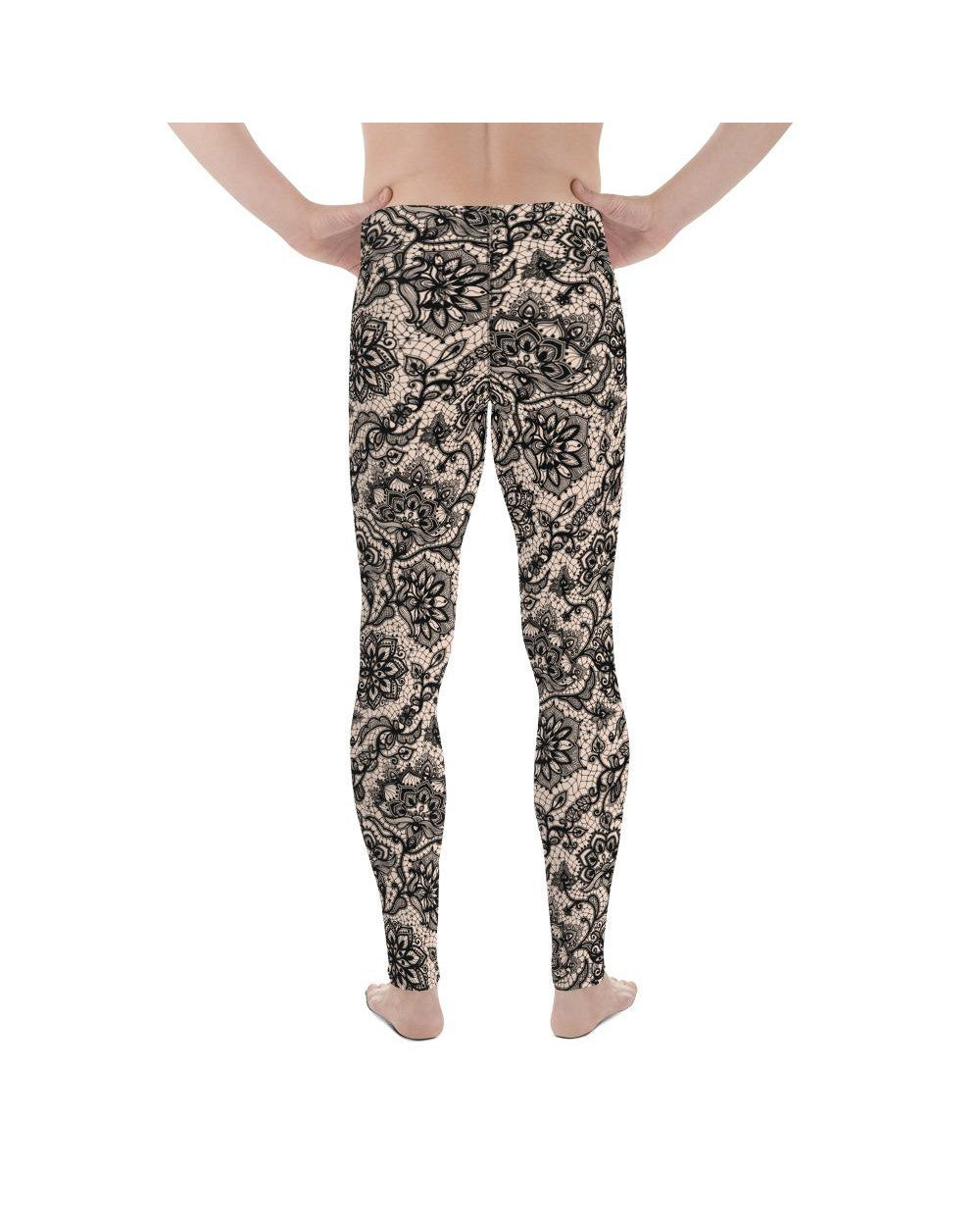 Black Faux Lace Meggings Gearbunch Men's Leggings
