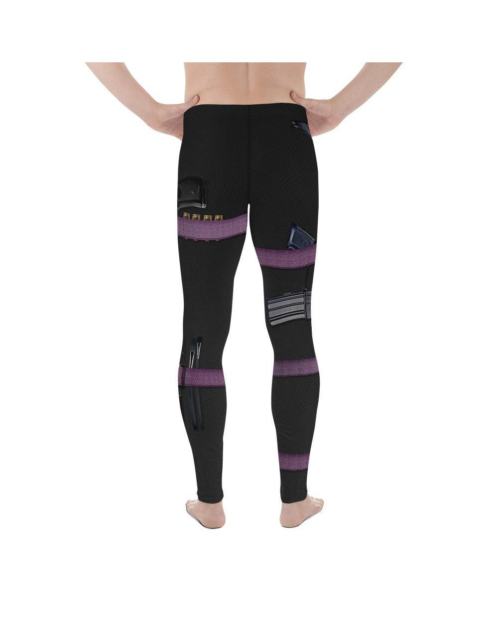 Mens Leggings Workout Guns & Make-up Carbon Meggings Black/Purple/White | Gearbunch.com