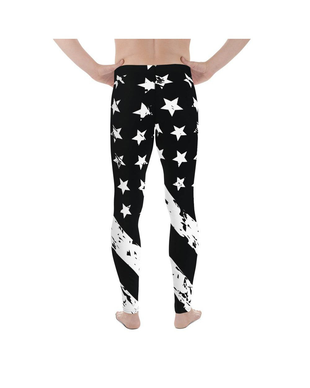 Mens Leggings Workout Black & White American Flag | Gearbunch.com