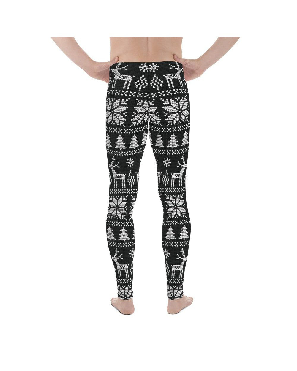 Mens Leggings B&W Ugly Christmas Meggings Black/White | Gearbunch.com