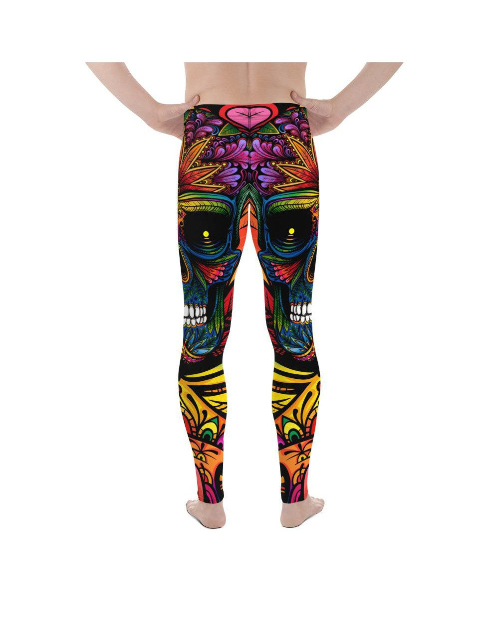 Mens Leggings Workout EDM - Rainbow Rave Skull Meggings | Gearbunch.com