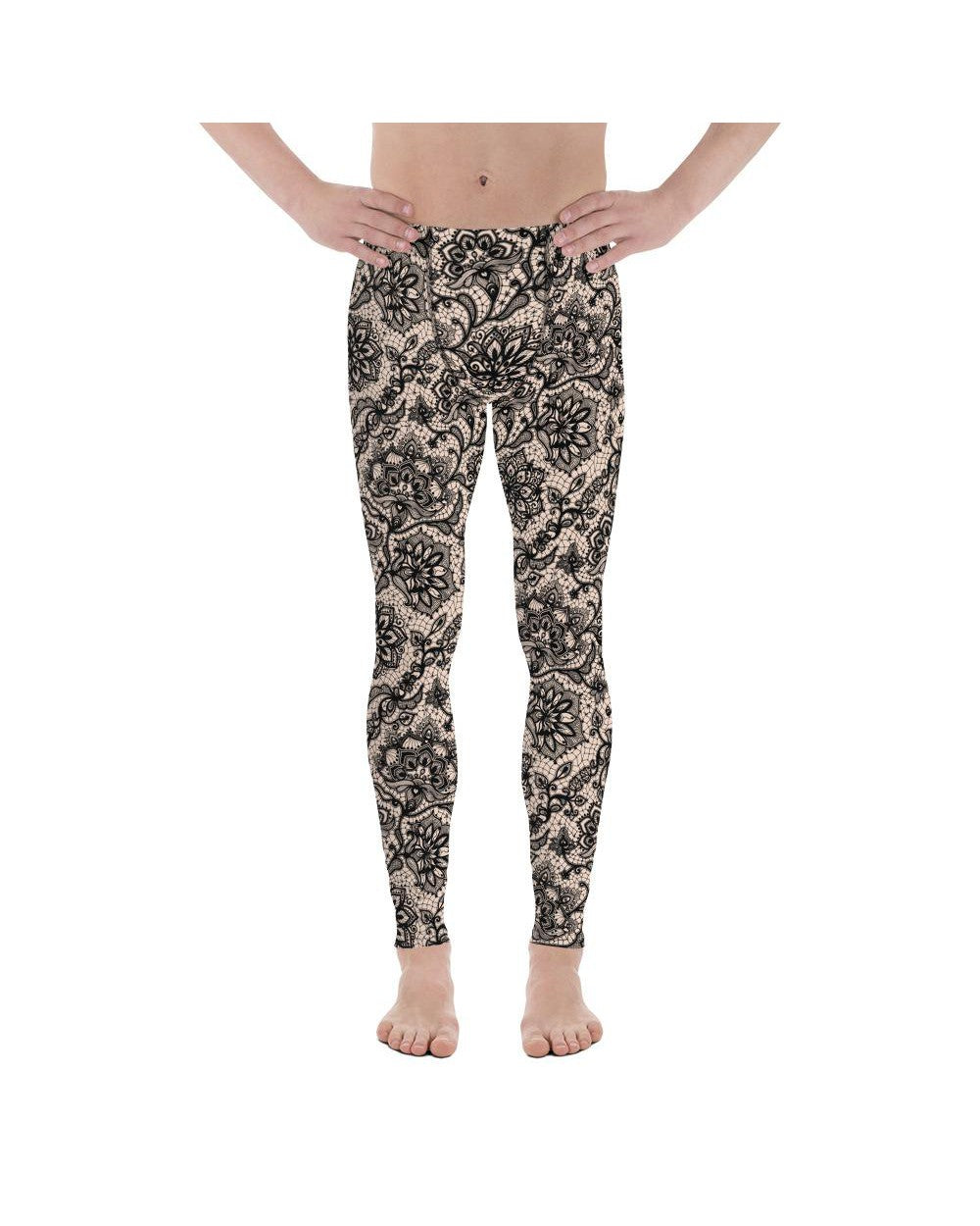 Black Faux Lace Meggings Gearbunch Men's Leggings