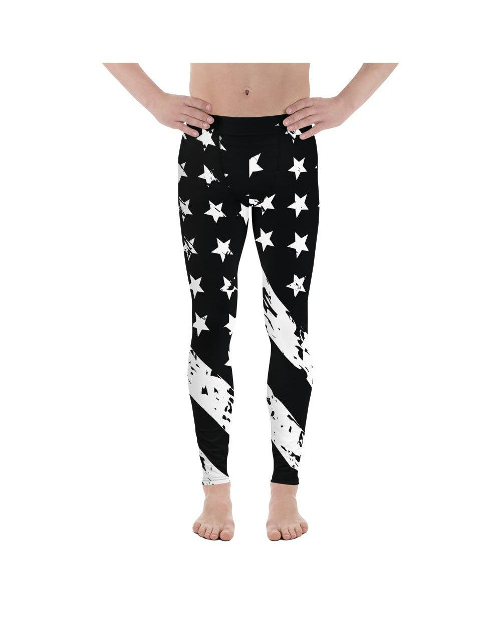 Mens Leggings Workout Black & White American Flag | Gearbunch.com