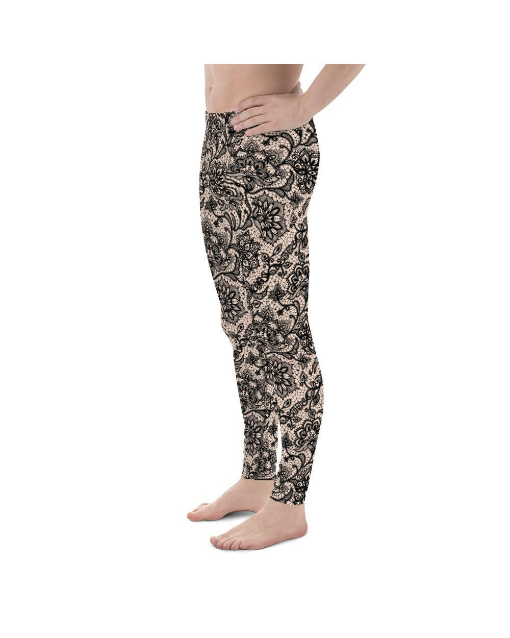 Black Faux Lace Meggings Gearbunch Men's Leggings