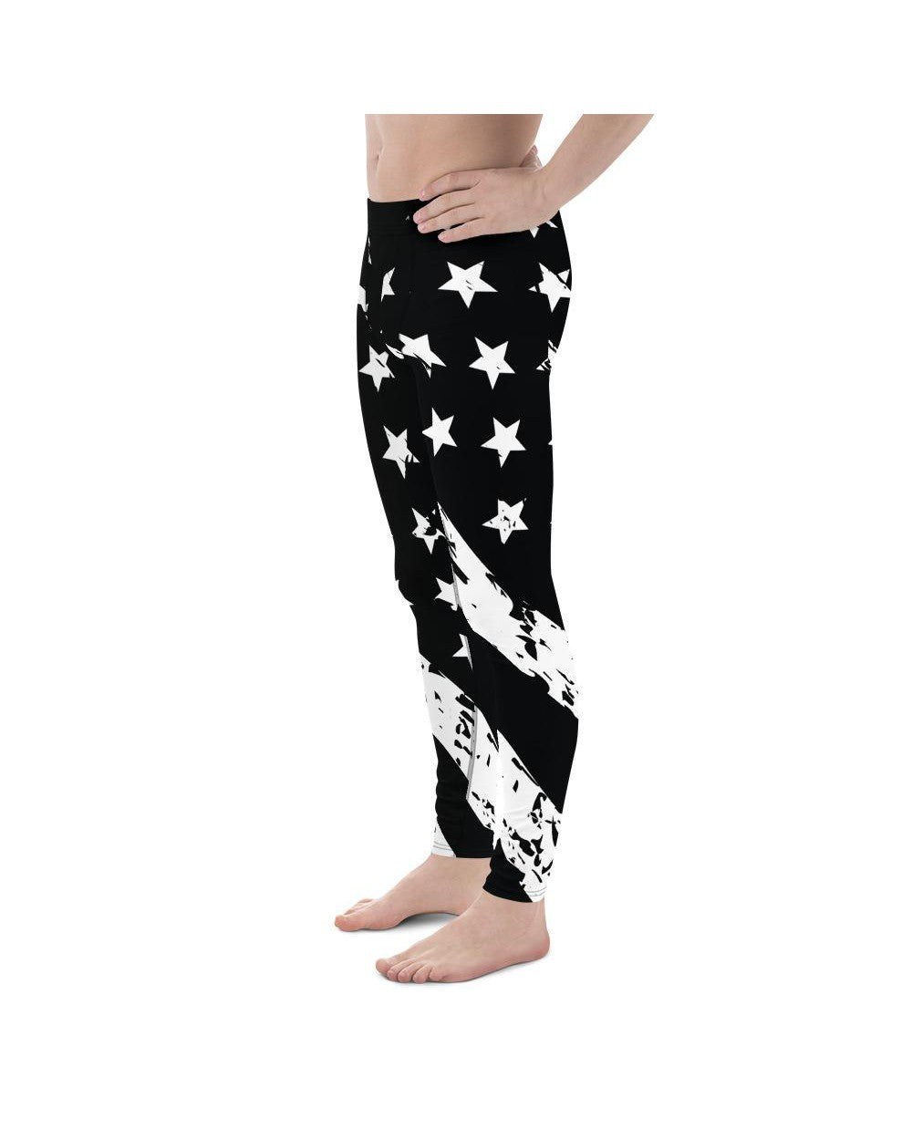 Mens Leggings Workout Black & White American Flag | Gearbunch.com